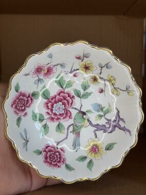James Kent Old Foley Vintage Chinese Rose Trinket Bowl Porcelain Gold Trim